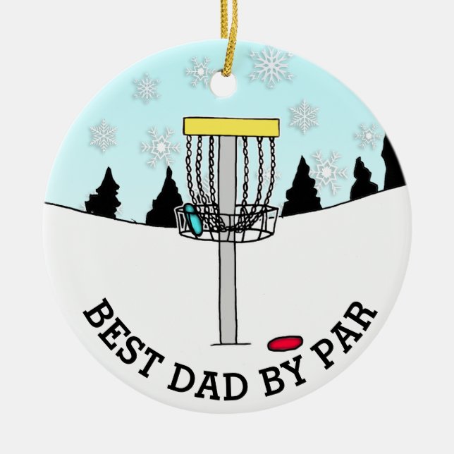 Bästa pappa av Par Disc Golf jul Julgransprydnad Keramik (Framsidan)