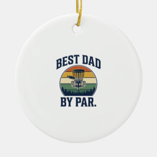 Bästa pappa av Par Disc Golf Vintage Sunset Design Julgransprydnad Keramik