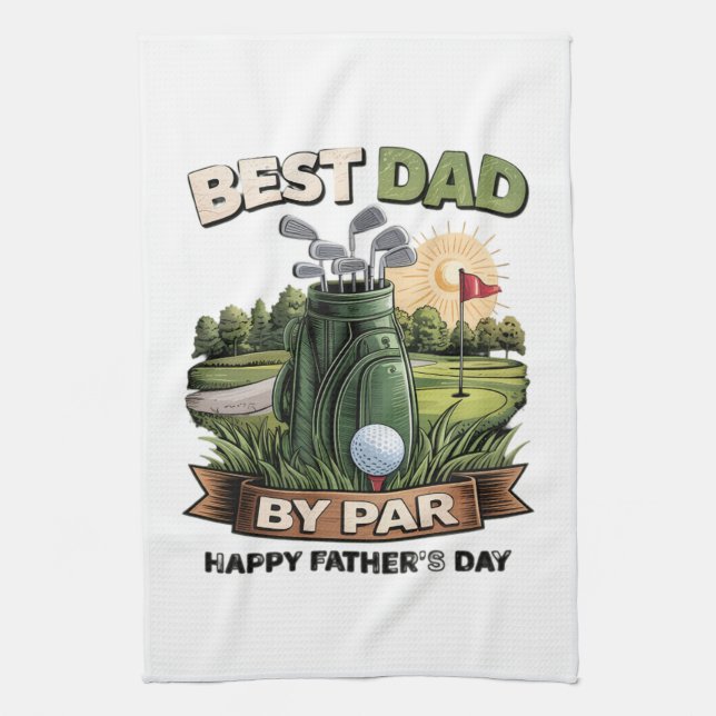 Bästa pappa av par golf pappa rolig kökshandduk (Vertikal)