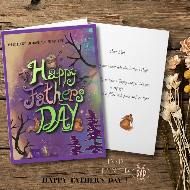 Bästa Pappa Äventyrsnatt Camping Farsdagskort Helgkort (Funny Camping Puns Father's Day Greeting Card )