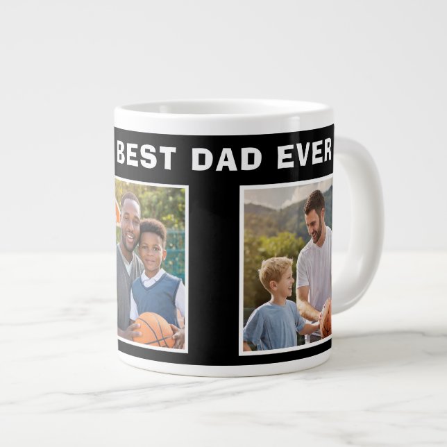 Bästa Pappa Basketboll 3 Foto Collage Far Jumbo Mugg (Framsida höger)