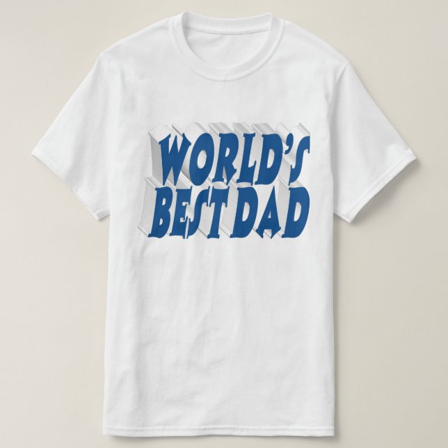 Bästa Pappa-blått 3d-text T Shirt (Design framsida)