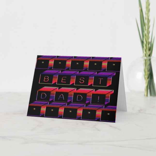Bästa Pappa blockerar text röd och Lila Kort (Framsida)