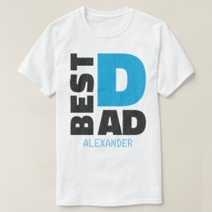 Bästa Pappa Blue Black Glitter Namn Anpassad T Shirt