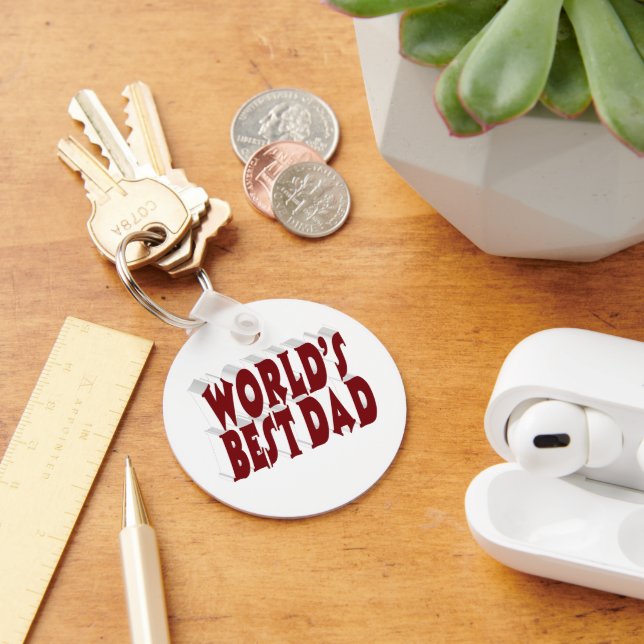 Bästa Pappa-burgundans 3d-text Nyckelring (Skrivbord)