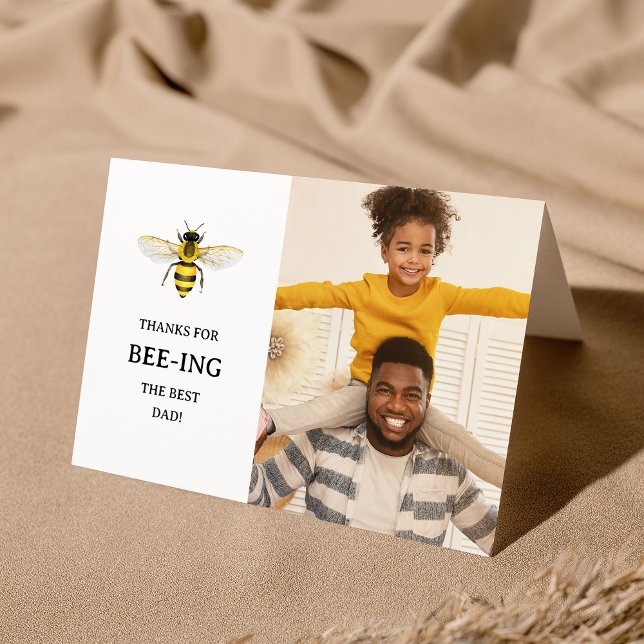 Bästa Pappa | Cute Bee och Photo Fars dag Helgkort (Skapare uppladdad)