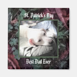 Bästa Pappa Cute Hund Shamrocks och Klöver Grönt Magnet