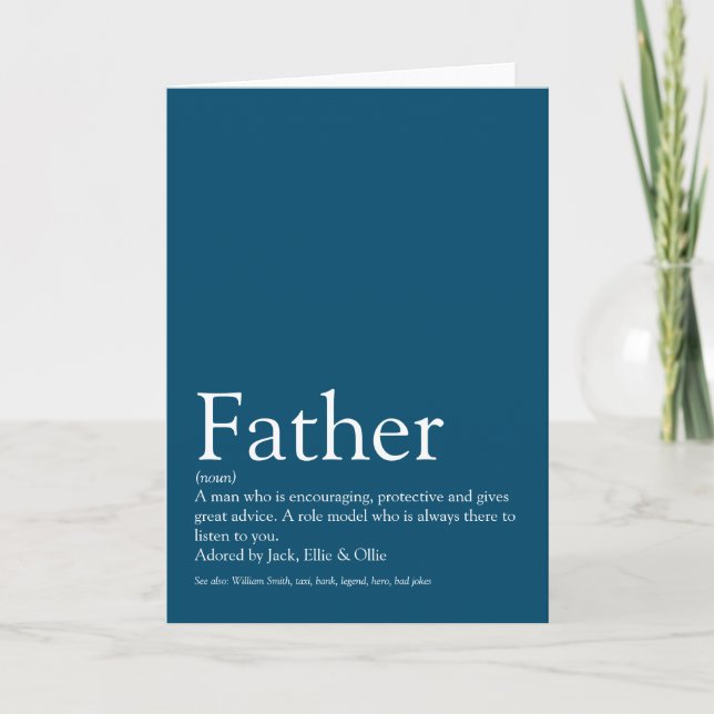Bästa Pappa Daddy Far Definition Blå Kort (Framsida)