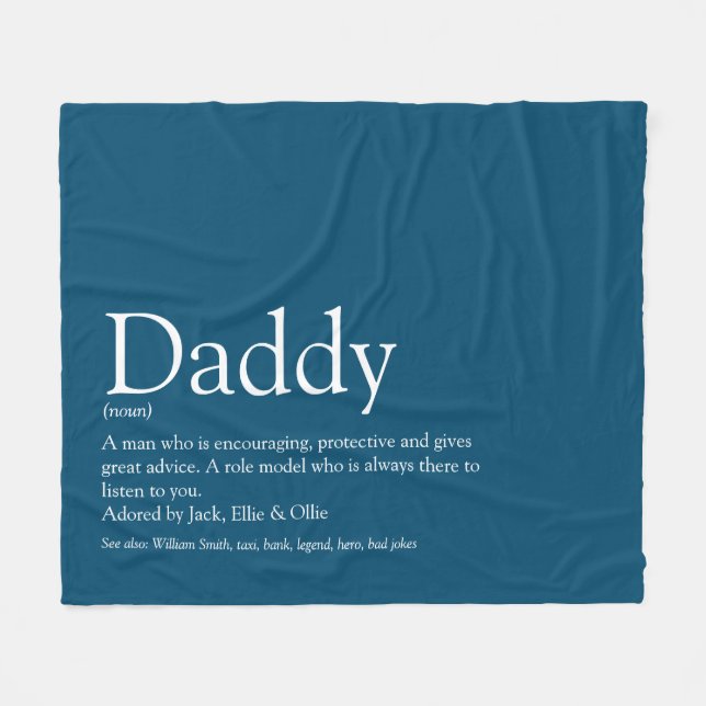 Bästa Pappa Daddy Far Ever Definition Rolig Blå Fleecefilt (Framsidan (Horisontell))