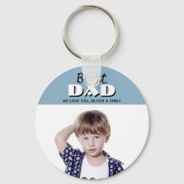 Bästa Pappa Dusty Blue Photo Far's Day Keychain Nyckelring