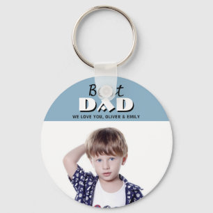 Bästa Pappa Dusty Blue Photo Far's Day Keychain Nyckelring