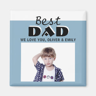 Bästa Pappa Dusty Blue Photo Far's Day Magnet