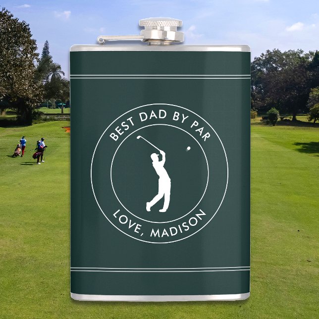 Bästa Pappa efter Anpassningsbar Golfer Namn Perso Fickplunta (Skapare uppladdad)