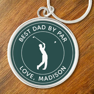 Bästa Pappa efter Anpassningsbar Golfer Namn Perso Rund Silverfärgad Nyckelring