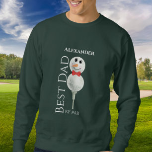 Bästa Pappa efter Par:Golf Boll Snögubbe med röd s Lång Ärmad Tröja