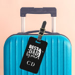 Bästa Pappa efter par golf monogram svart vita Bagagebricka<br><div class="desc">Anpassa och lägg till ditt pappa monogram brev,  initialer. Text: Bästa PAPPA per punkt. Svart bakgrund,  vit text. Tillbaka: lägg till hans namn och kontaktuppgifter.</div>