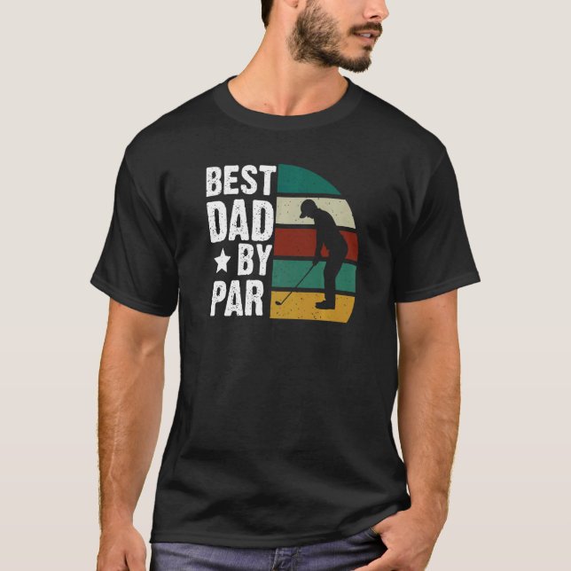 Bästa Pappa efter Par Golfer Retro Sunset Fars dag T Shirt (Framsida)