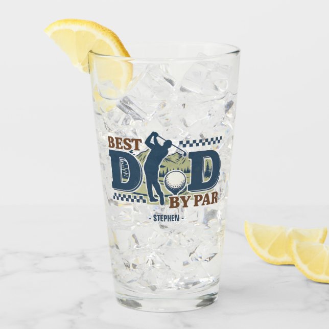 Bästa Pappa efter parentes - Golf Pappa Silhouette Glaskopp (Framsida Ice)