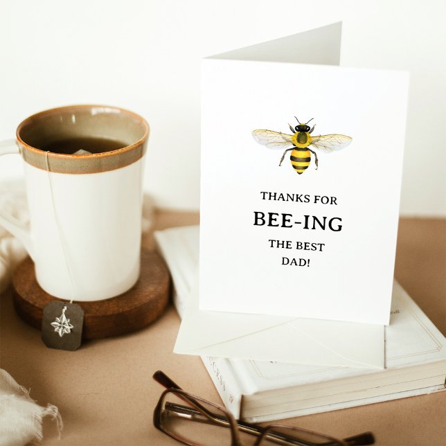 Bästa Pappa | Elegant Cute Bee Fars dag Helgkort (Skapare uppladdad)