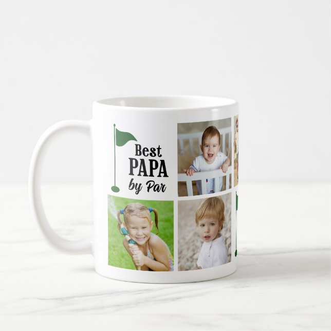 Bästa Pappa enligt Par 7 Foto Collage Golfare Kaffemugg (Vänster)