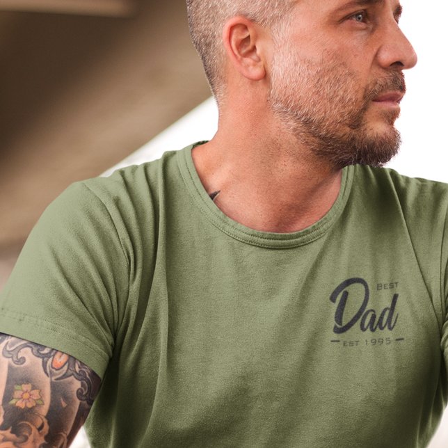 Bästa pappa etablerat datum typsnitt pappa t shirt (Skapare uppladdad)