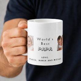 Bästa pappa far familj fotokollage barn kaffemugg