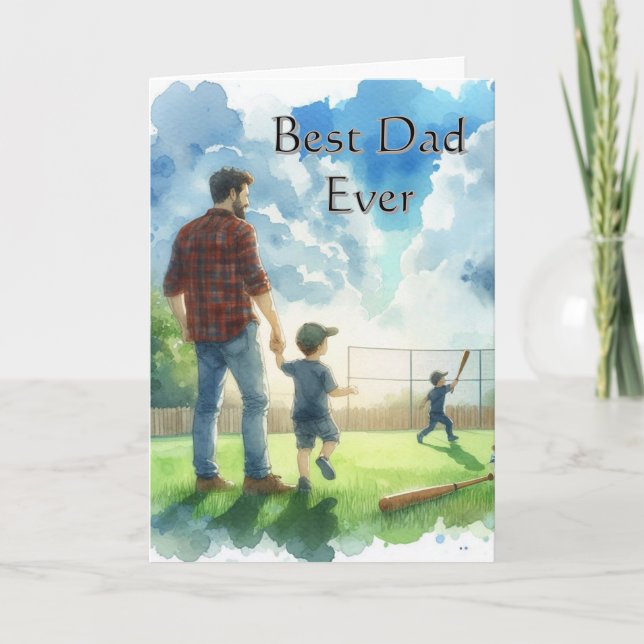 Bästa pappa fars dag baseball  kort (Framsida)