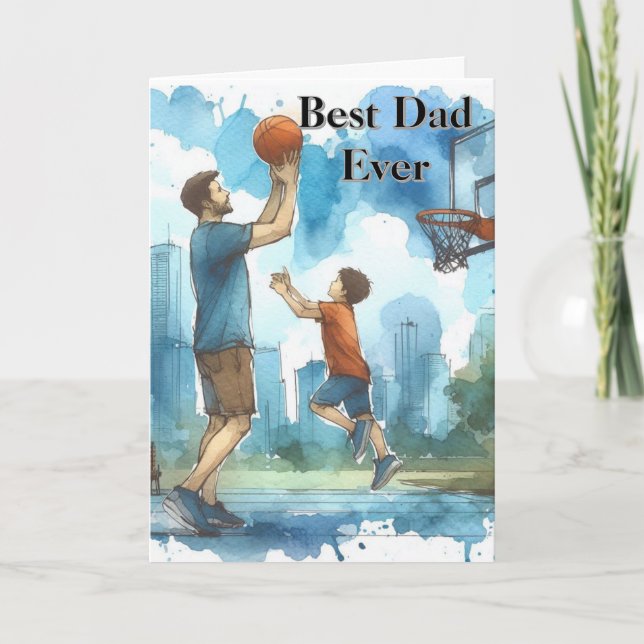 Bästa pappa fars dag basketbollskort kort (Framsida)
