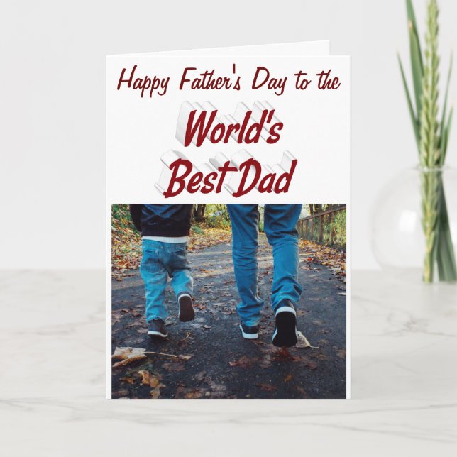 Bästa Pappa Fars dag fotoburgundy Kort (Framsida)