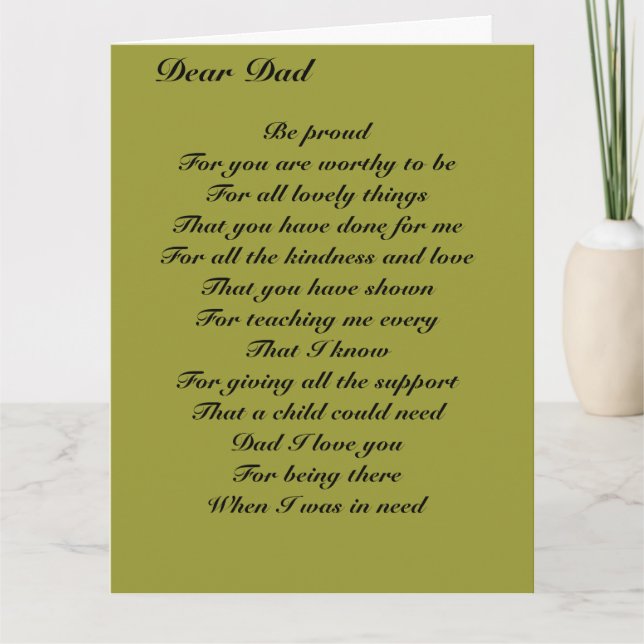 Bästa pappa fars dag-hyllning kort (Framsida)