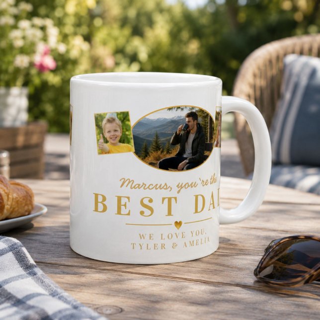 Bästa pappa fars dag-present från barnens foto  jumbo mugg (Skapare uppladdad)