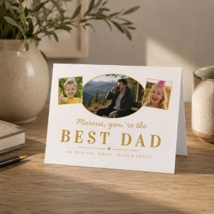 Bästa pappa fars dagskort med foto från barn helgkort