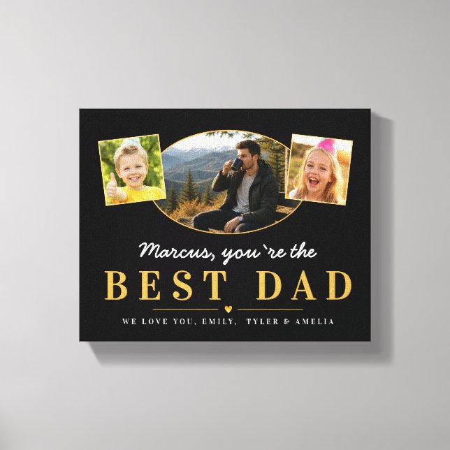 Bästa pappa fars dagsspresent från barn foto canvastryck (Framsida)