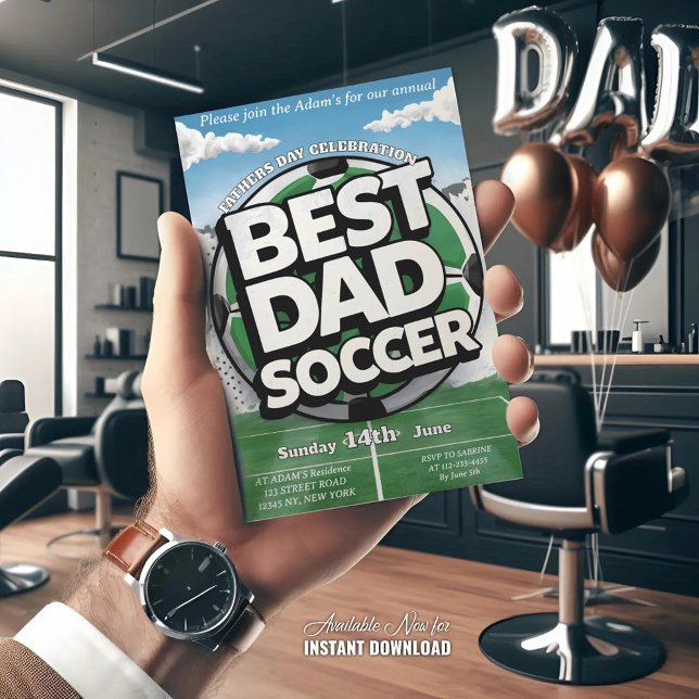 Bästa pappa fotboll graffiti fadersdag Helg Inbjudningar (Skapare uppladdad)