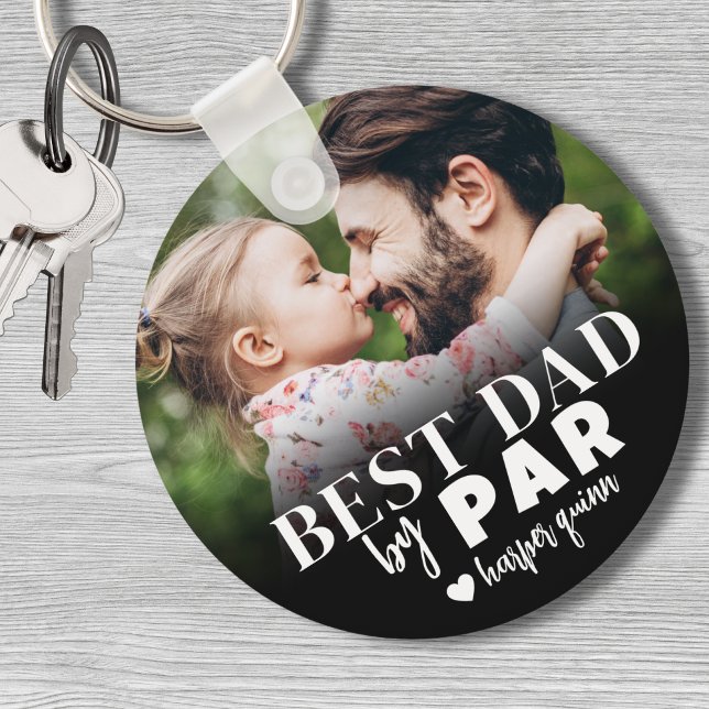 Bästa Pappa Foto av Par Nyckelring (Best Dad By Par Photo keychain)