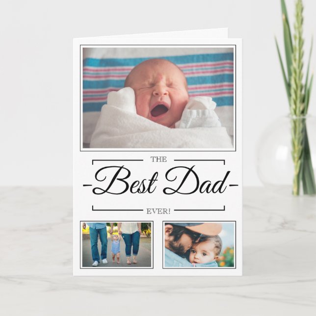 Bästa Pappa Foto Collage Fars Dag Grattiskort Kort (Framsida)