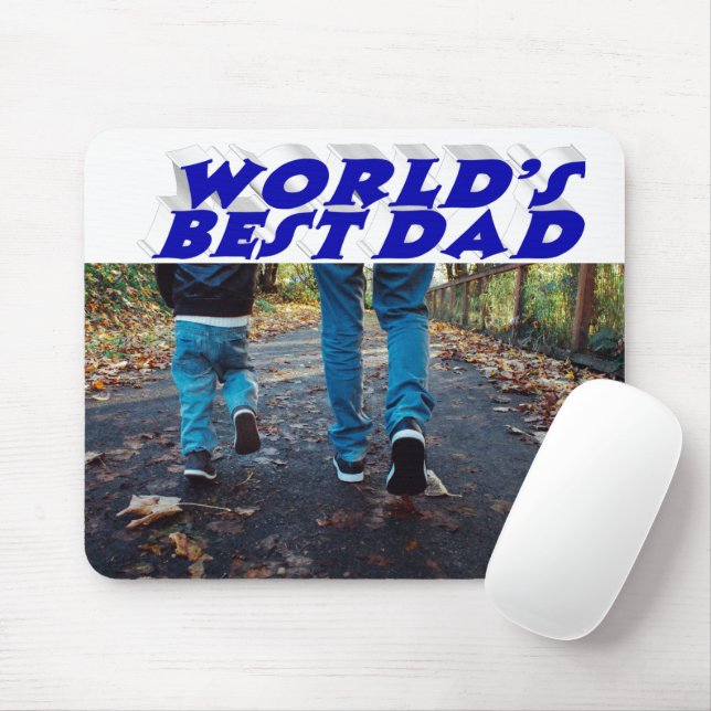 Bästa Pappa-fotoblå 3d-text Musmatta (Med mus)