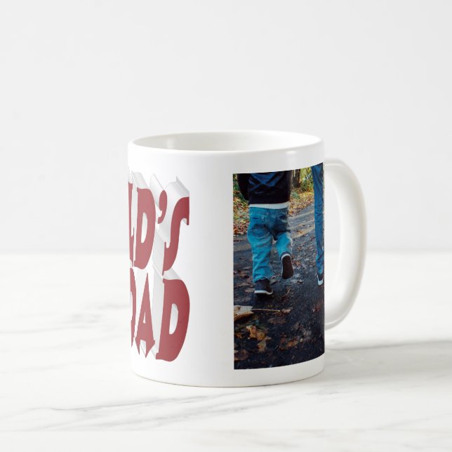 Bästa Pappa-fotoburgundi 3d-text Kaffemugg (Framsida höger)
