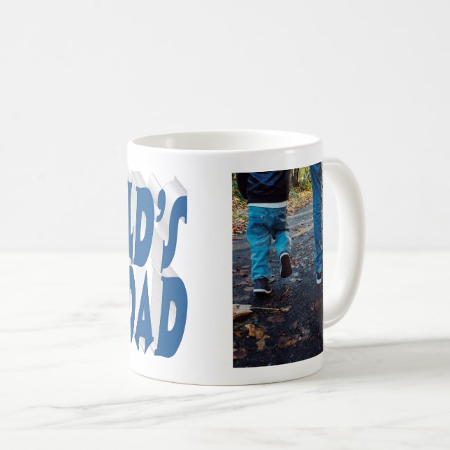 Bästa Pappa-fotohavblått 3d-text Kaffemugg (Framsida höger)