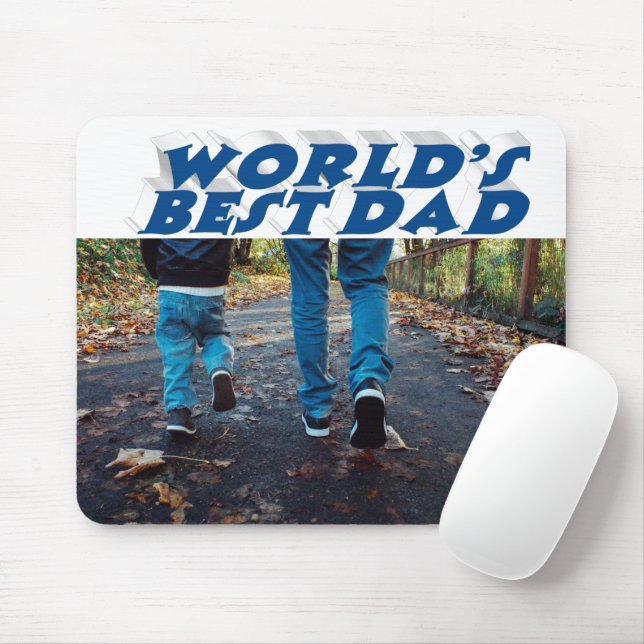 Bästa Pappa-fotohavblått 3d-text Musmatta (Med mus)