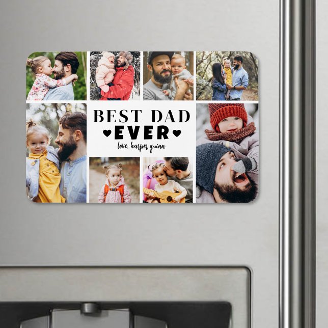 Bästa pappa fotokollage magnet (Best Dad Photo Collage Magnet)