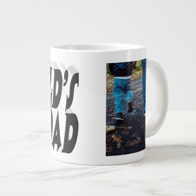 Bästa Pappa-fotosvart 3d-text Jumbo Mugg (Framsida höger)