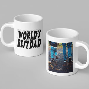 Bästa Pappa-fotosvart 3d-text Kaffemugg