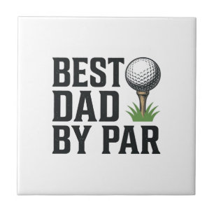 Bästa Pappa Genom Par Golf Fars Dag Vintage Design Kakelplatta