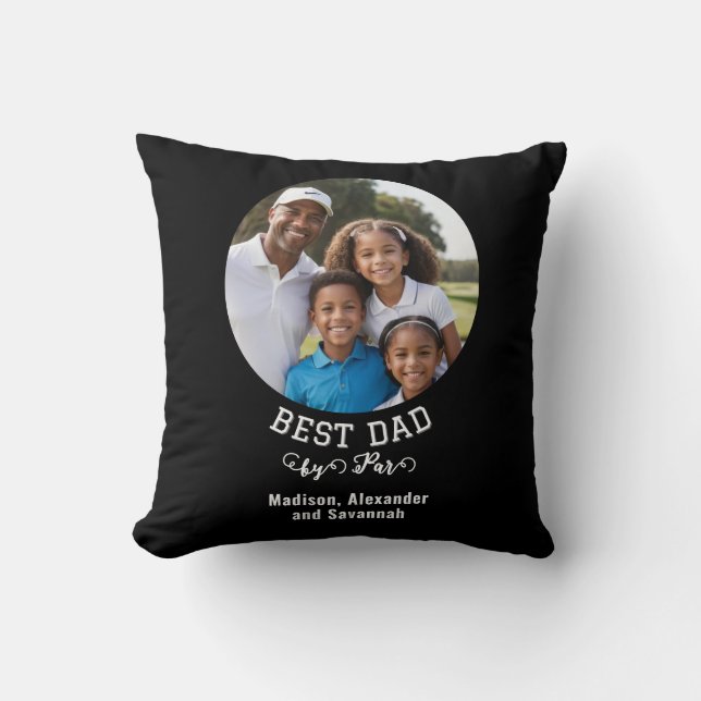 Bästa pappa genom Par Golf-inspirerad Farsdagsfoto Kudde (Framsida)