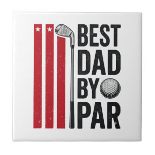 Bästa Pappa Genom Par Golf Pappa Vintage Design_1 Kakelplatta
