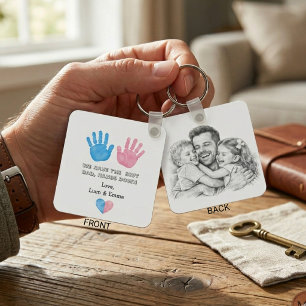 Bästa pappa genom tiderna Vattenfärg Handavtryck A Nyckelring
