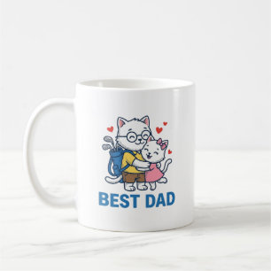 Bästa pappa golf katt kram söt vektor design_1 kaffemugg