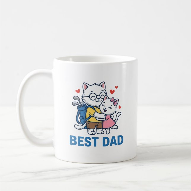 Bästa pappa golf katt kram söt vektor design_1 kaffemugg (Vänster)