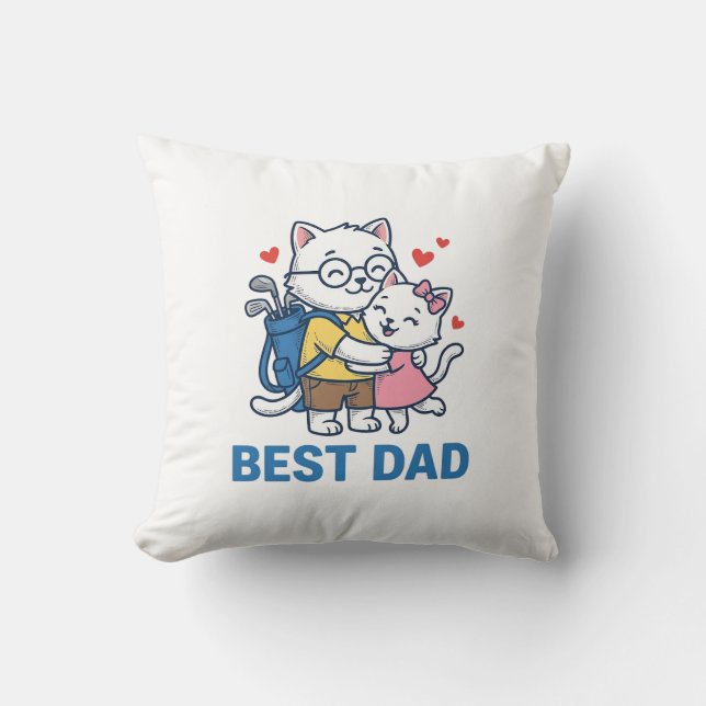 Bästa pappa golf katt kram söt vektor design_1 kudde (Framsida)